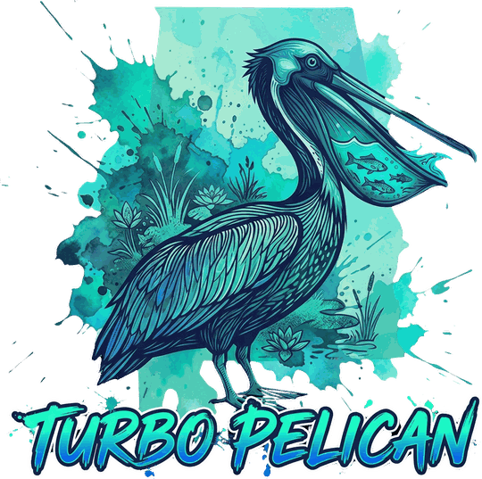 Turbo Pelican watercolor splash artwork